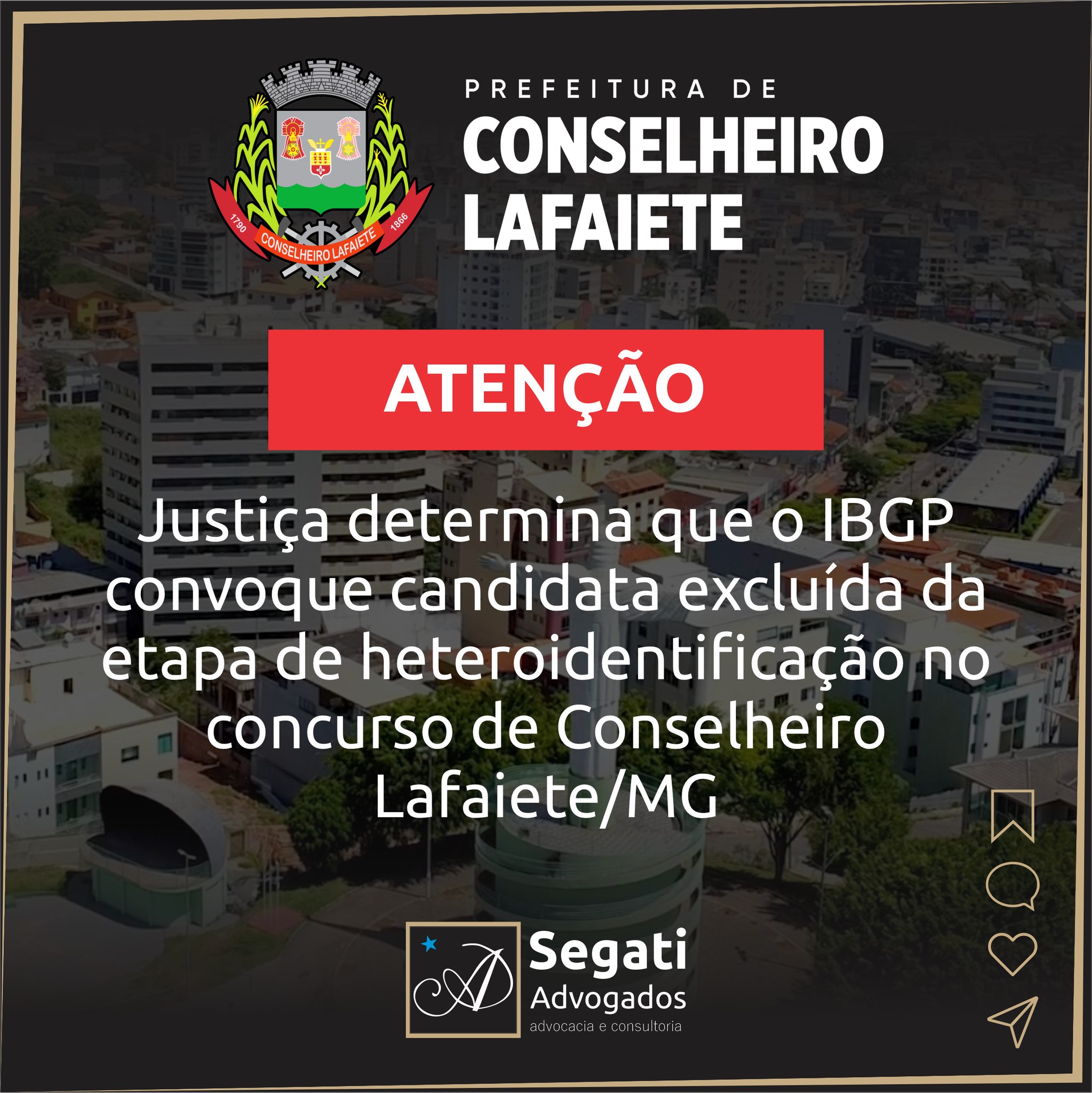 Justi&ccedil;a determina que o IBGP convoque candidata exclu&iacute;da da etapa de heteroidentifica&ccedil;&atilde;o no concurso de Conselheiro Lafaiete/MG