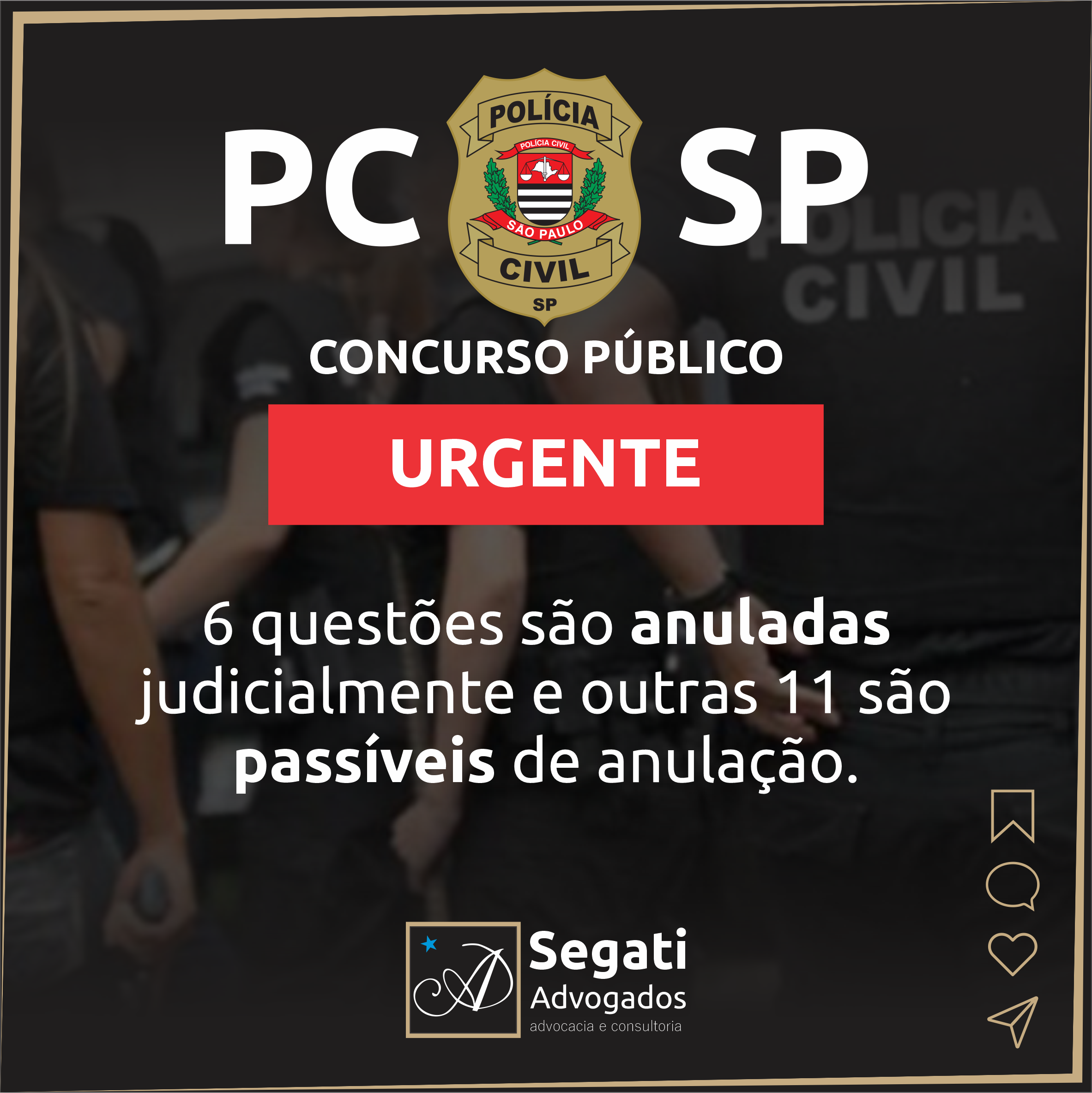 6 questões são anuladas judicialmente e outras 11 são passíveis de anulação.